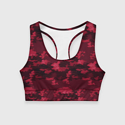 Топик спортивный женский Красно-бордовый паттерн, цвет: 3D-принт