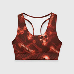 Топик спортивный женский Красные черепа и кости, цвет: 3D-принт