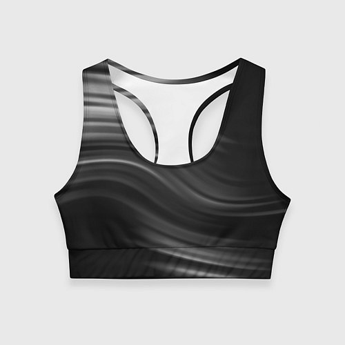 Женский спортивный топ Черно белый волнистый абстрактный узор / 3D-принт – фото 1