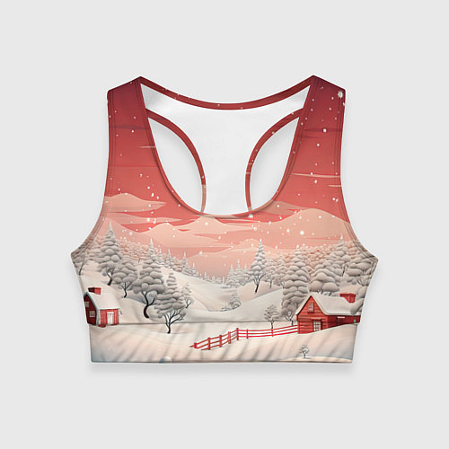 Женский спортивный топ Завораживающий зимний пейзаж / 3D-принт – фото 1