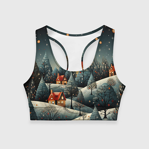 Женский спортивный топ Зимние развлечения на природе / 3D-принт – фото 1