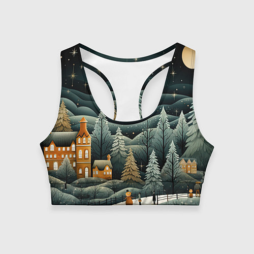 Женский спортивный топ Зима в городе ожидание праздника / 3D-принт – фото 1