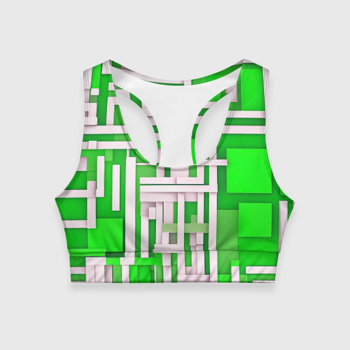 Женский спортивный топ Полосы на зелёном фоне / 3D-принт – фото 1