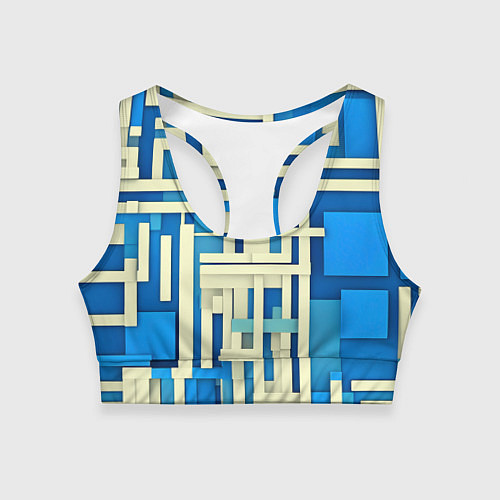 Женский спортивный топ Полосы на синем фоне / 3D-принт – фото 1