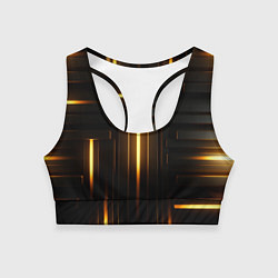 Топик спортивный женский Неоновый узор черное золото стене, цвет: 3D-принт