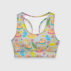 Топик спортивный женский Семья капибар на отдыхе, цвет: 3D-принт