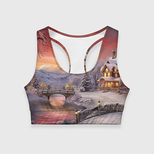 Женский спортивный топ Морозная сказка праздника / 3D-принт – фото 1