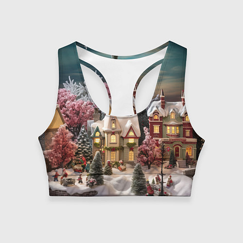 Женский спортивный топ Снежное сияние ночи / 3D-принт – фото 1