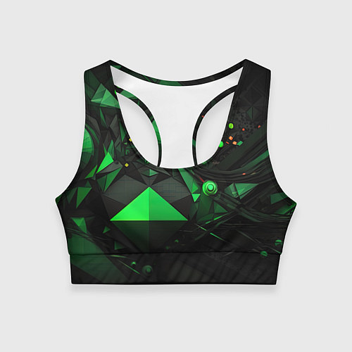 Женский спортивный топ Абстрактный лабиринт зелени / 3D-принт – фото 1