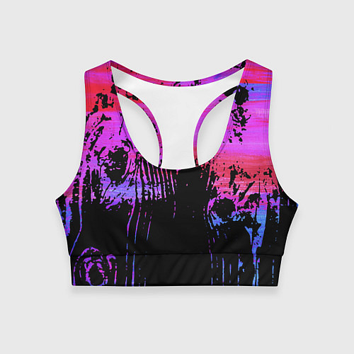 Женский спортивный топ Розово синий сочный гранж / 3D-принт – фото 1