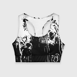 Топик спортивный женский Черно-белая абстракция гранж, цвет: 3D-принт