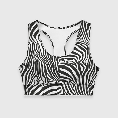 Женский спортивный топ Шкура зебры черно - белая графика / 3D-принт – фото 1