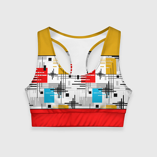 Женский спортивный топ Узор красного горчичного цвета / 3D-принт – фото 1