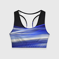 Топик спортивный женский Синие волны на черном, цвет: 3D-принт