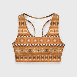 Топик спортивный женский Brown tribal geometric, цвет: 3D-принт