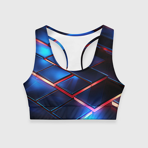 Женский спортивный топ Синие абстрактные плиты / 3D-принт – фото 1