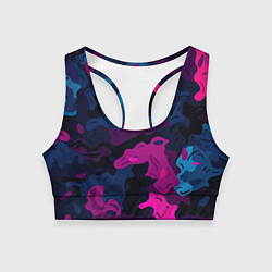 Женский спортивный топ Синий и фиолетовый абстрактный камуфляж