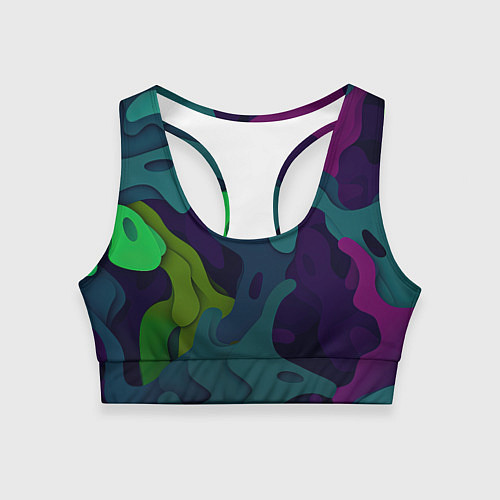 Женский спортивный топ Неопределенный яркий камуфляж / 3D-принт – фото 1