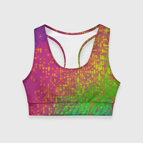 Женский спортивный топ Разноцветные пиксели / 3D-принт – фото 1