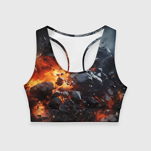 Женский спортивный топ Взрыв камней и плит / 3D-принт – фото 1