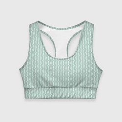 Топик спортивный женский Белый узор на бледно-зелёном, цвет: 3D-принт