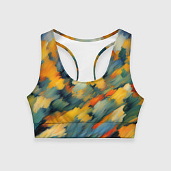 Женский спортивный топ Жёлтые и синие мазки