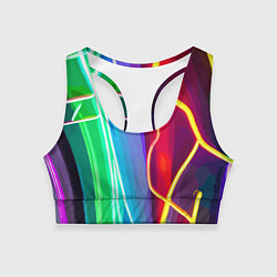Топик спортивный женский Абстрактные цветные полосы - композиция, цвет: 3D-принт