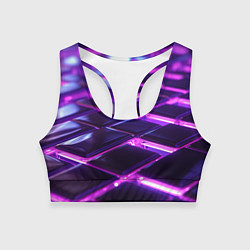 Топик спортивный женский Фиолетовая неоновая плитка, цвет: 3D-принт