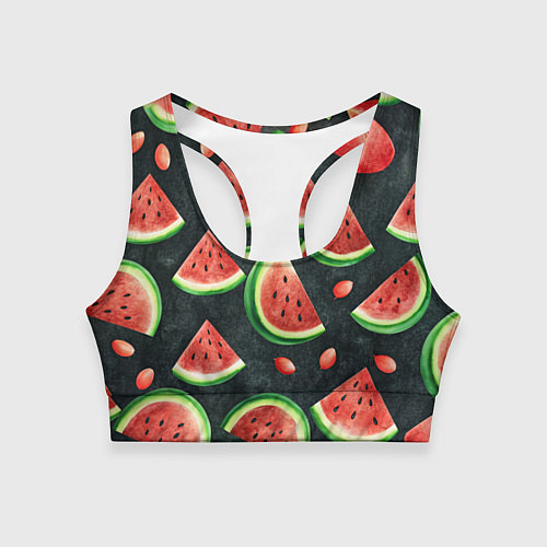 Женский спортивный топ Паттерн красные дольки арбуза / 3D-принт – фото 1