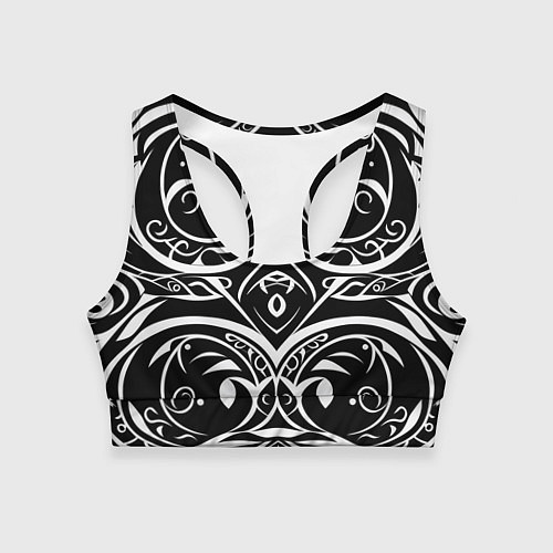 Женский спортивный топ Белое на чёрном / 3D-принт – фото 1