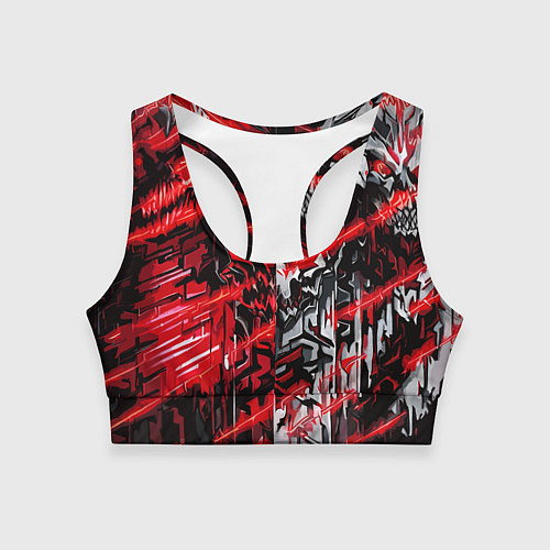Женский спортивный топ Железный череп и красные линии / 3D-принт – фото 1