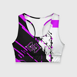 Топик спортивный женский Розовые и чёрные техно линии, цвет: 3D-принт