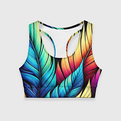 Топик спортивный женский Color feathers - neon, цвет: 3D-принт