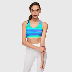 Топик спортивный женский Неоновые мягкие полосы через матовое стекло, цвет: 3D-принт — фото 2