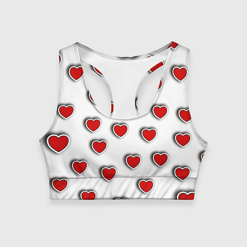 Женский спортивный топ Стикеры наклейки объемные сердечки / 3D-принт – фото 1