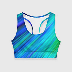 Топик спортивный женский Неоновые синие лучи, цвет: 3D-принт