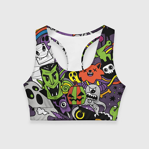 Женский спортивный топ Страшно веселые монстры / 3D-принт – фото 1