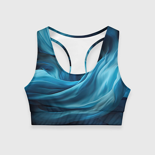 Женский спортивный топ Синяя абстрактная волнистая ткань / 3D-принт – фото 1