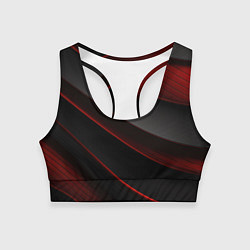 Женский спортивный топ Красная абстракция с черными линиями