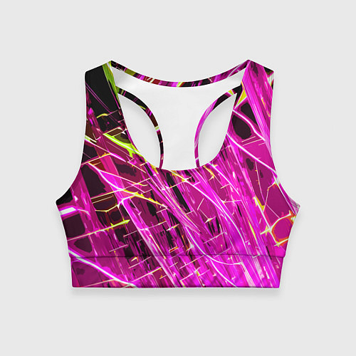 Женский спортивный топ Розовые энергетические линии / 3D-принт – фото 1