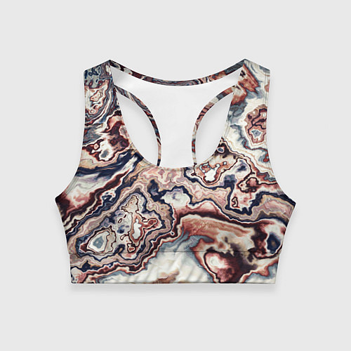 Женский спортивный топ Разноцветный мраморный узор / 3D-принт – фото 1