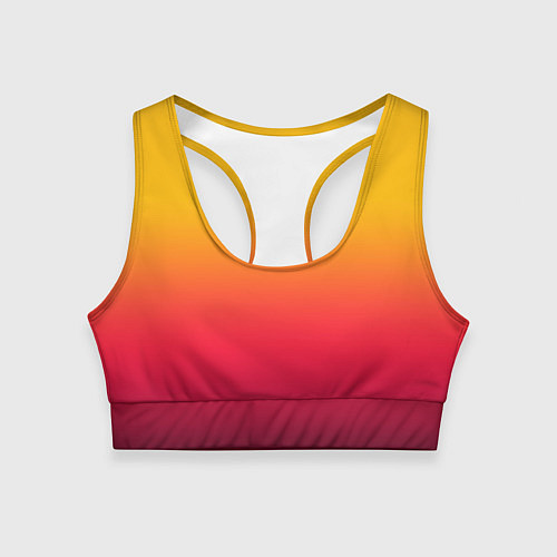 Женский спортивный топ Жёлто-бордовый градиент / 3D-принт – фото 1