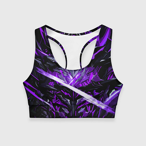 Женский спортивный топ Фиолетовый камень на чёрном фоне / 3D-принт – фото 1