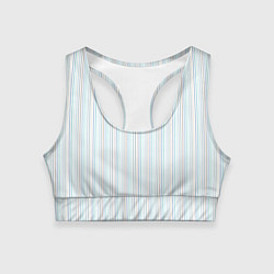 Топик спортивный женский Белый в тонкую цветную полоску, цвет: 3D-принт