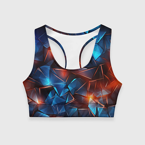 Женский спортивный топ Синие и красные осколки стекла / 3D-принт – фото 1