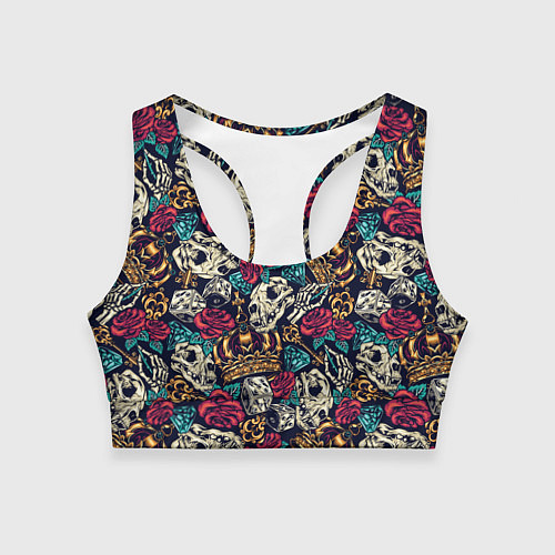 Женский спортивный топ Винтажная татуировка / 3D-принт – фото 1