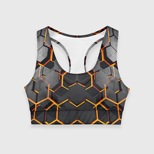 Женский спортивный топ Нано соты шестиугольник / 3D-принт – фото 1