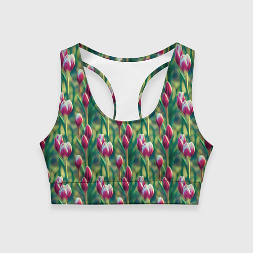 Женский спортивный топ Весенние цветы на поляне / 3D-принт – фото 1