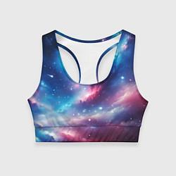 Топик спортивный женский Розово-голубой космический пейзаж, цвет: 3D-принт