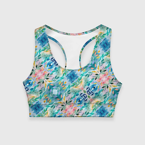 Женский спортивный топ Абстрактные розовые акварельные тюльпаны / 3D-принт – фото 1